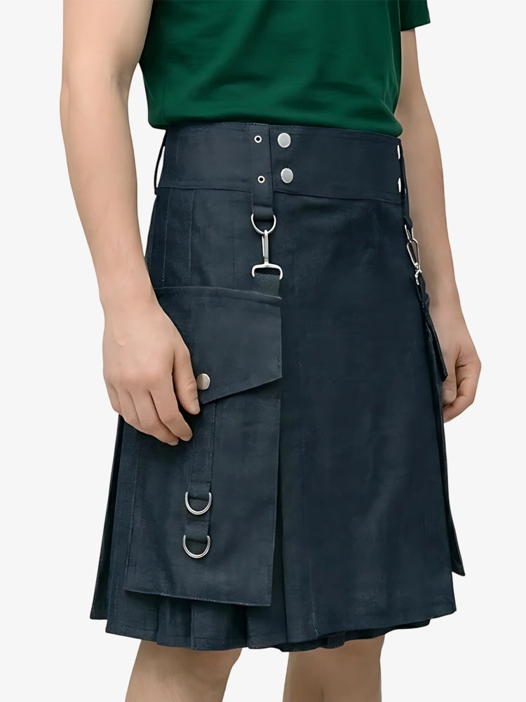Kilt en denim noir avec boucles sur mesure