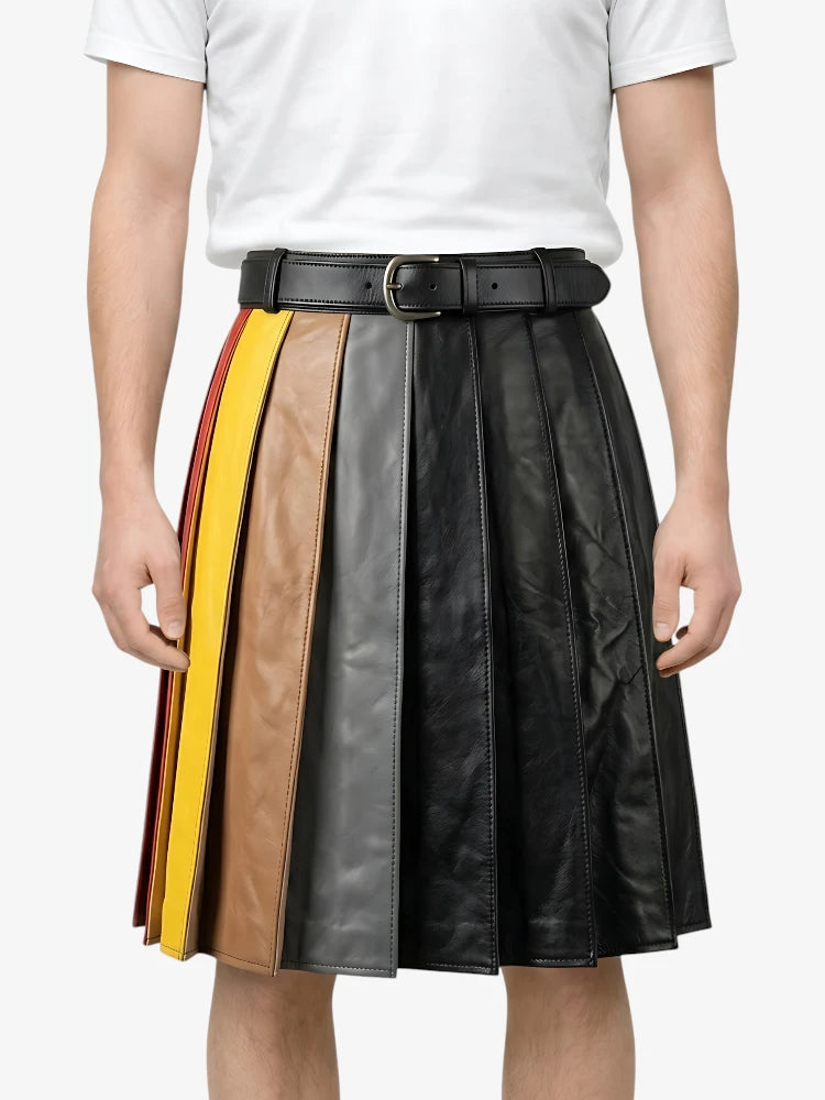 Kilt en cuir noir mode sur mesure