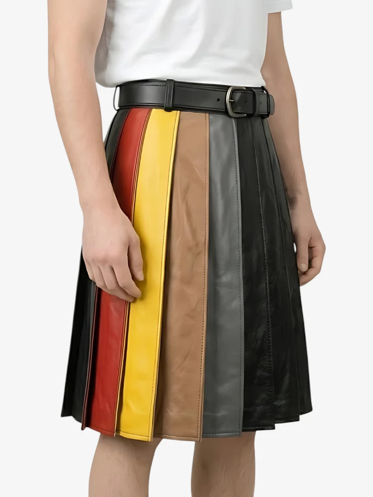 Kilt en cuir noir mode sur mesure