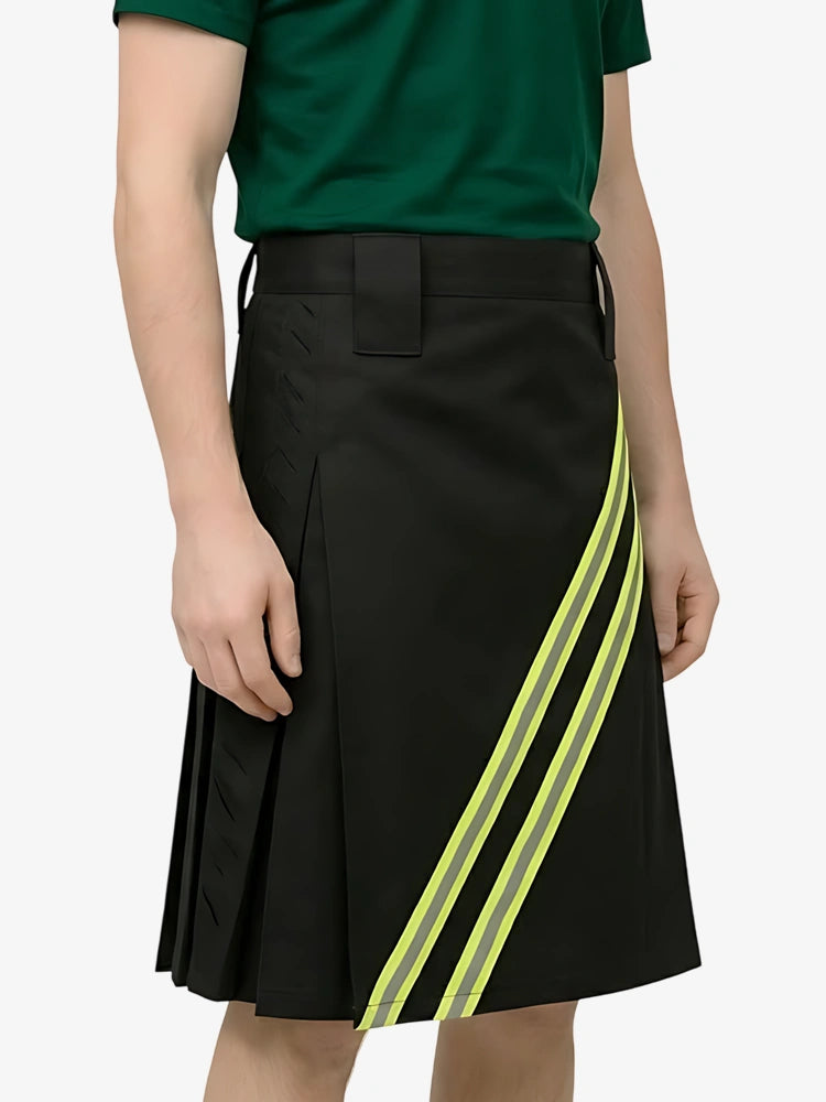 Kilt pompier noir avec sangles de fermeture sur mesure