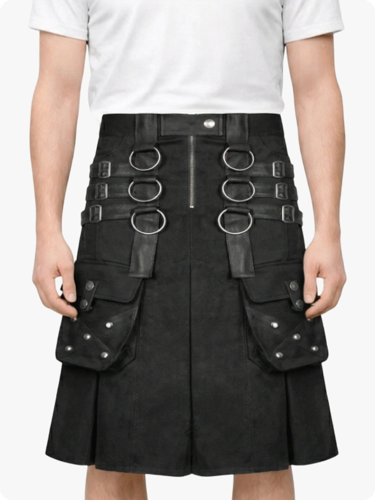 Kilt utilitaire gothique noir sur mesure
