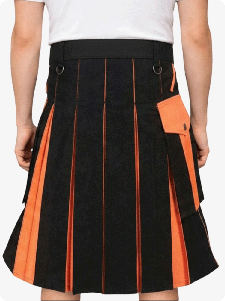 Kilt Utility noir et orange sur mesure