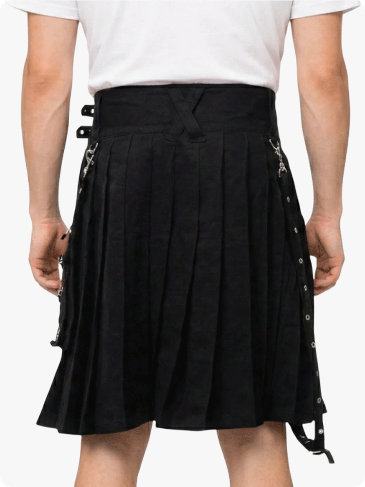 Kilt utilitaire gothique noir sur mesure