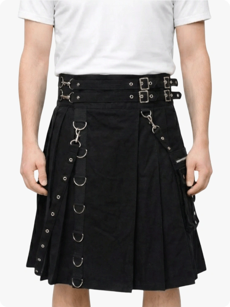 Kilt utilitaire gothique noir sur mesure
