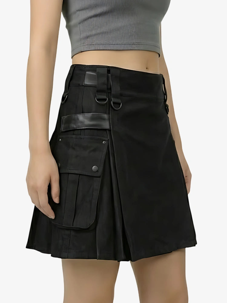 Kilt Utility Noir Sur Mesure pour Femme