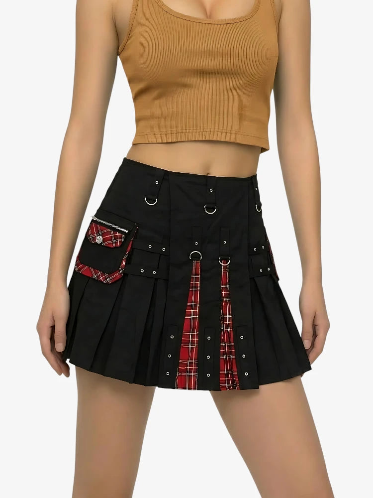 Kilt Hybride Femme Noir et Rouge Sur Mesure