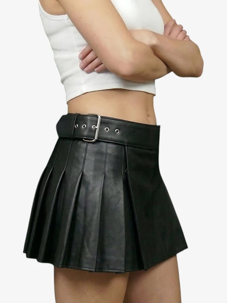 Kilt Cuir Noir Femme