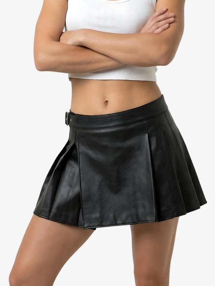 Kilt Cuir Noir Femme