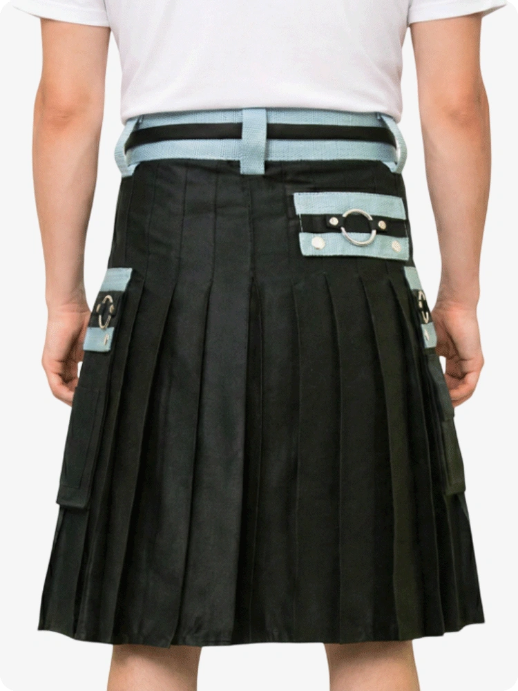 Kilt utilitaire noir et gris sur mesure