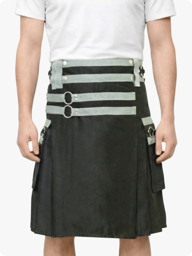 Kilt utilitaire noir et gris sur mesure