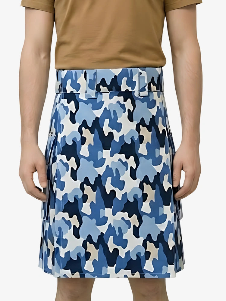 Kilt utilitaire camouflage bleu sur mesure