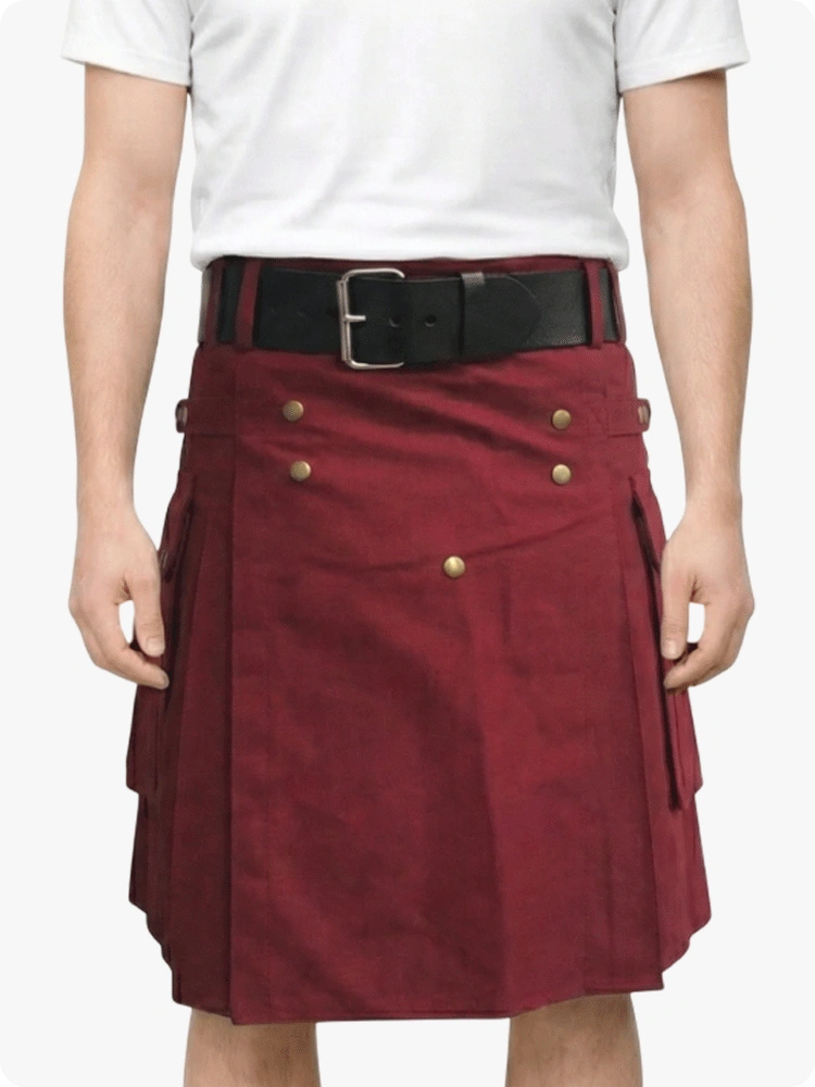 Kilt utilitaire classique bordeaux sur mesure
