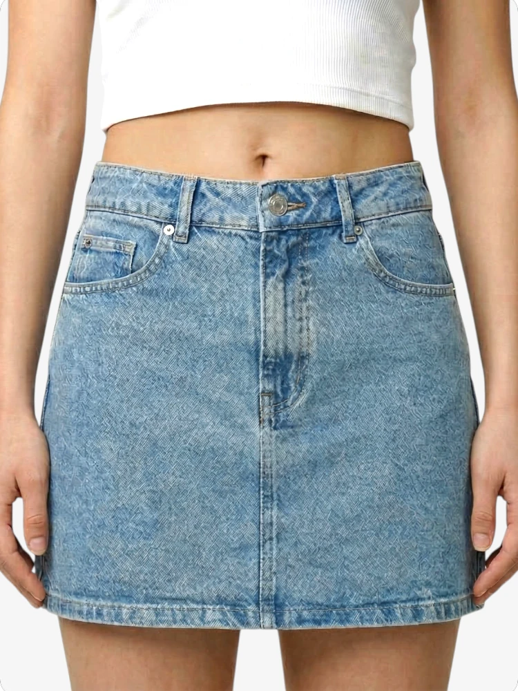 Jupe Denim Bleu Ciel Femme Haute Qualité