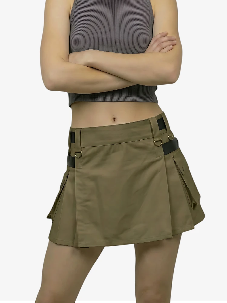 Kilt Utility Kaki Sur Mesure pour Femme