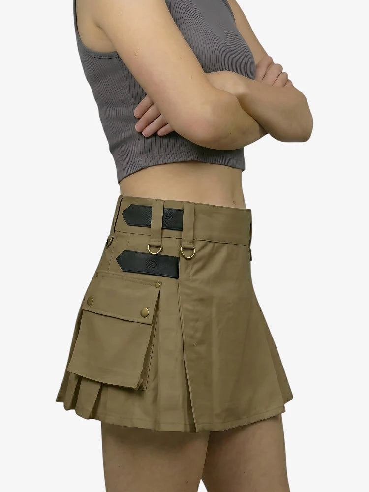 Kilt Utility Kaki Sur Mesure pour Femme