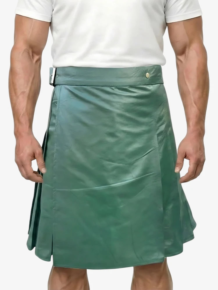 Kilt en Cuir Vert Sur Mesure