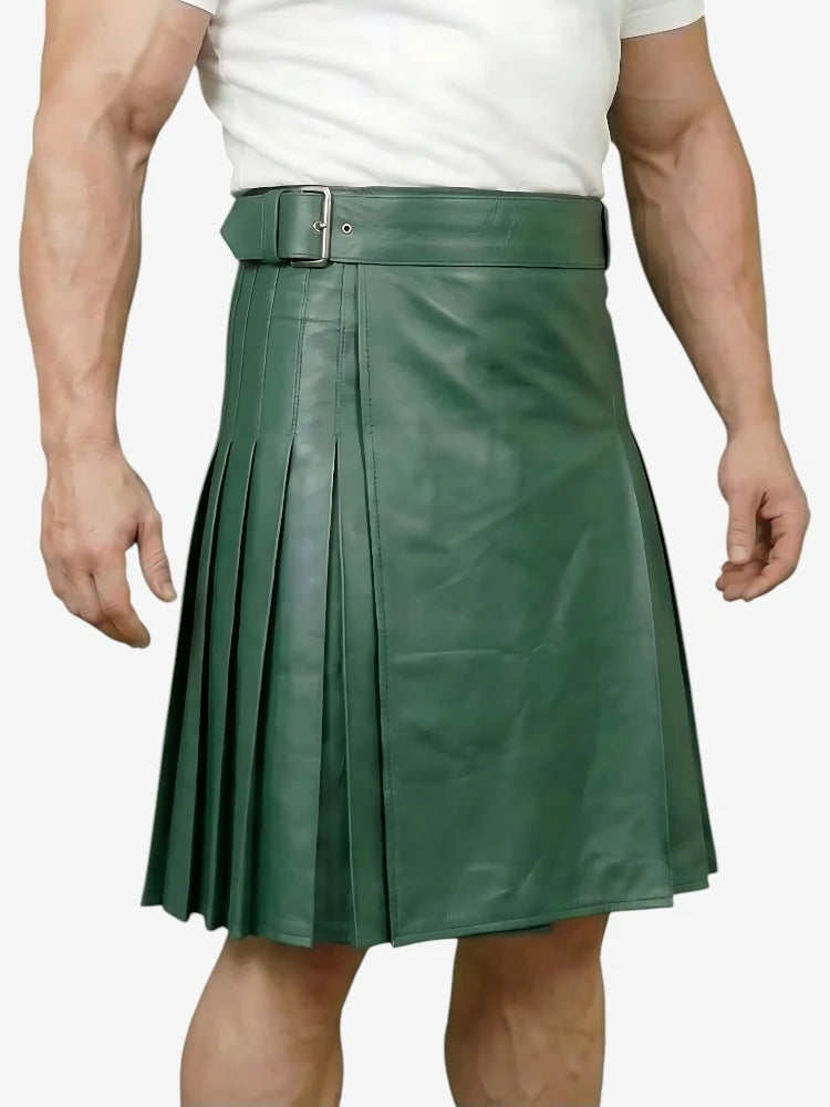 Kilt en Cuir Vert Sur Mesure