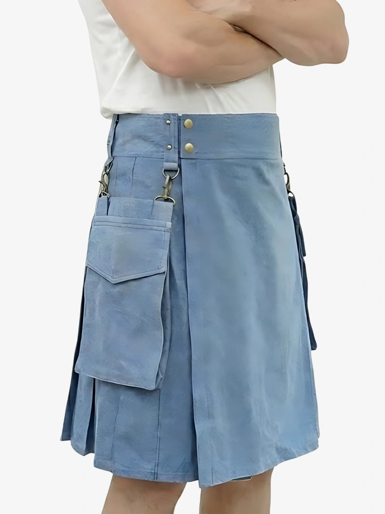 Kilt en denim bleu clair sur mesure