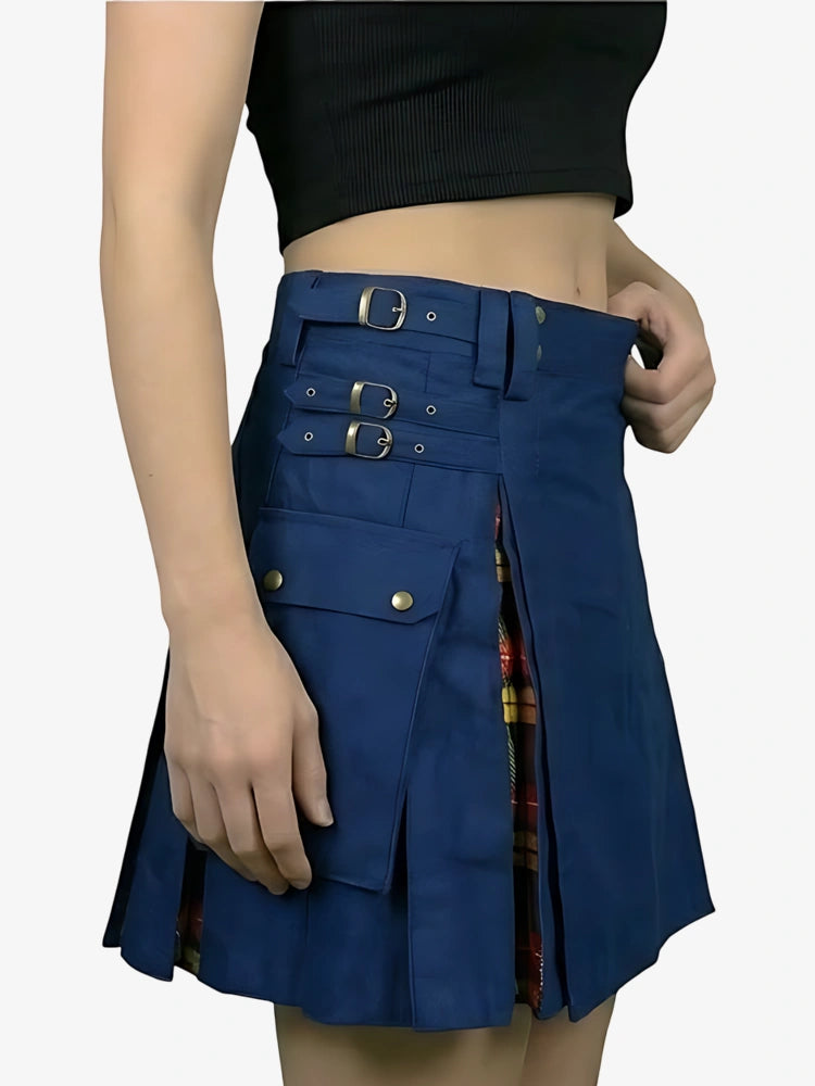 Kilt Hybride Utilitaire Femme Bleu Marine Sur Mesure