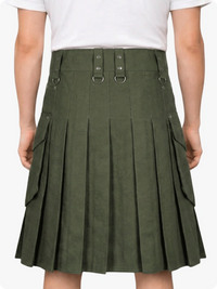 Olive Green Casual Utility Kilt
