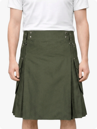 Olive Green Casual Utility Kilt