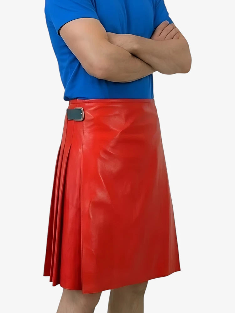 Kilt en cuir rouge sur mesure