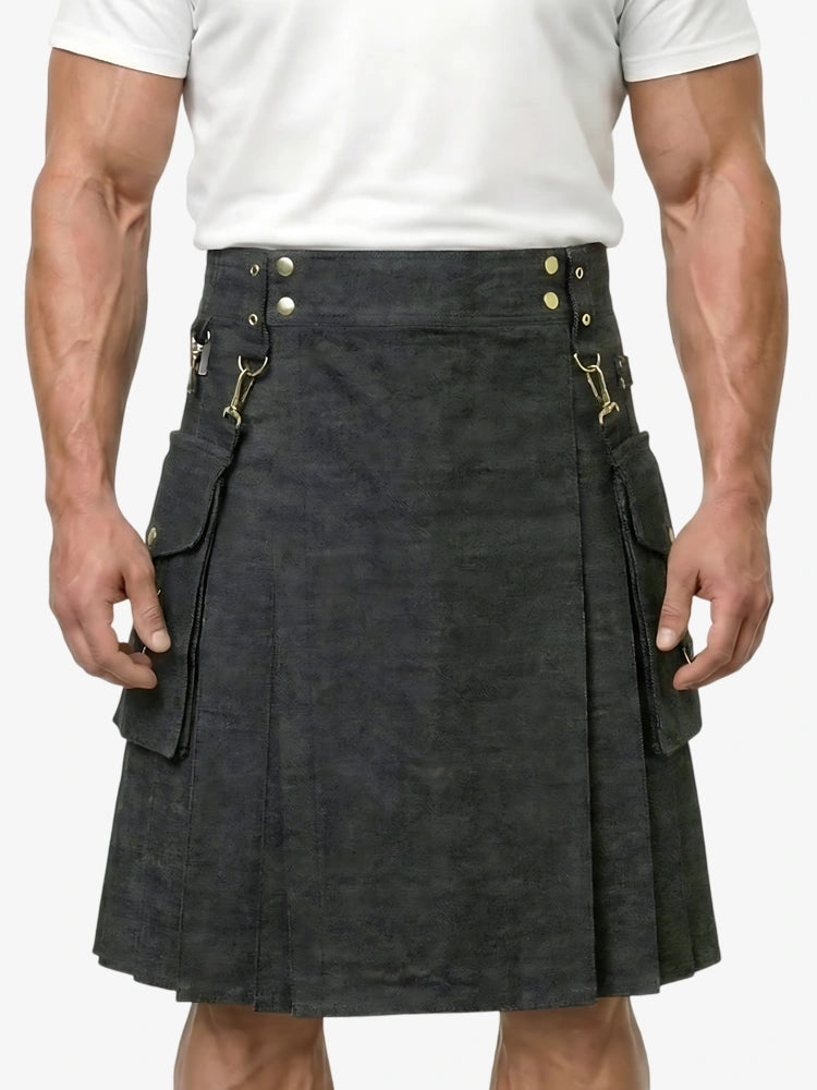 Kilt en denim noir élégant sur mesure