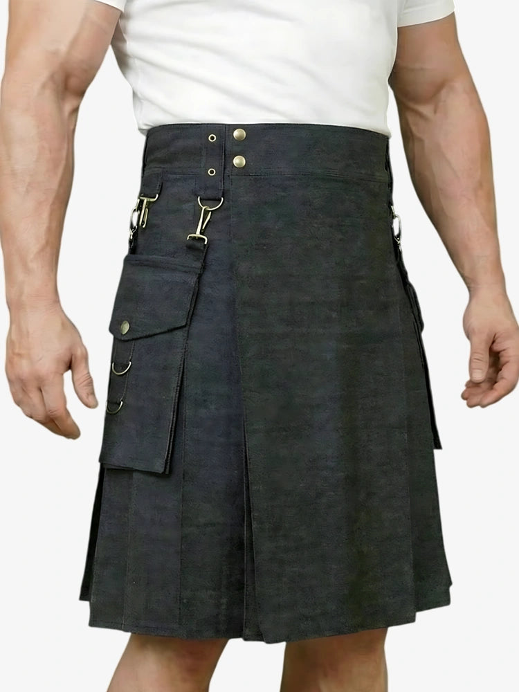 Kilt en denim noir élégant sur mesure