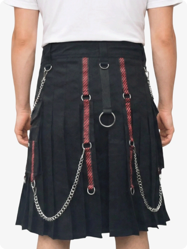 Kilt utilitaire noir élégant sur mesure
