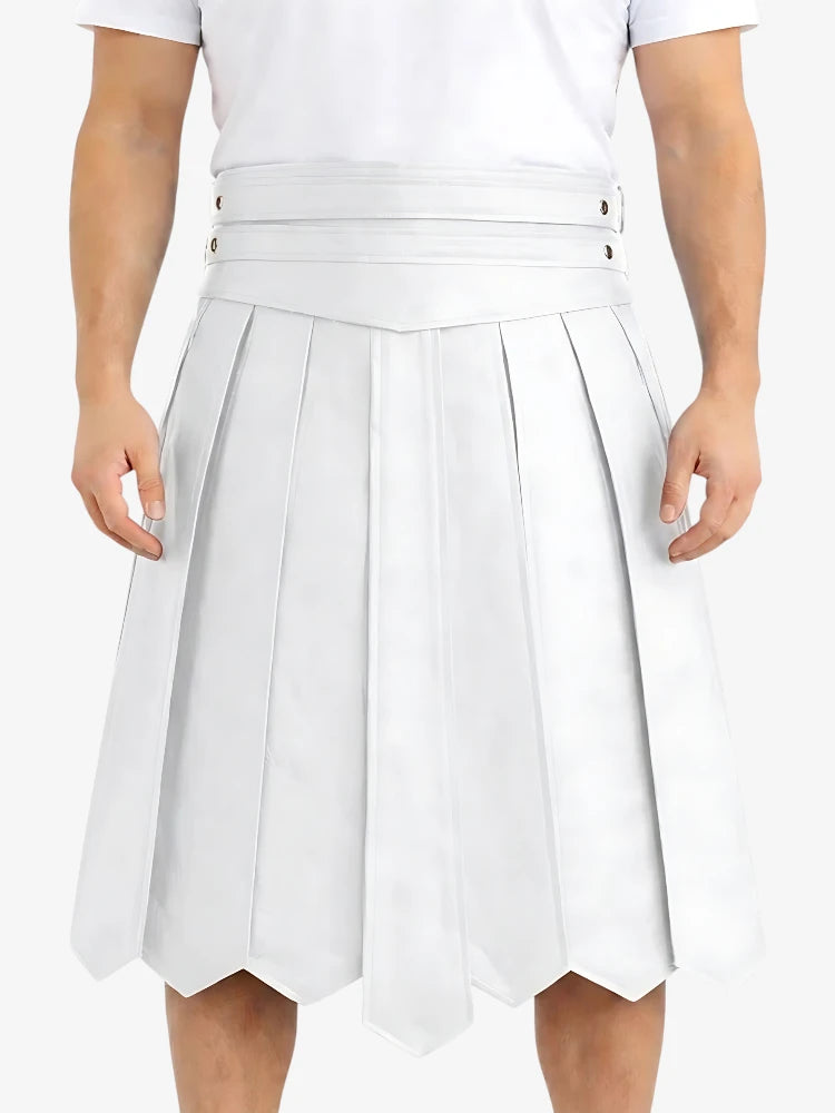 Kilt en cuir guerrier blanc élégant sur mesure
