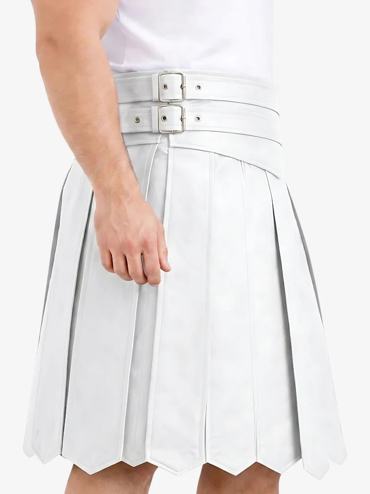 Kilt en cuir guerrier blanc élégant sur mesure