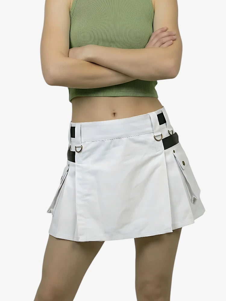 Kilt utilitaire blanc femme sur mesure