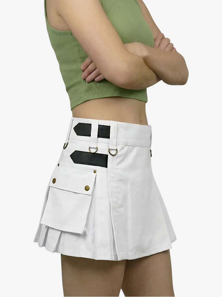 Kilt utilitaire blanc femme sur mesure