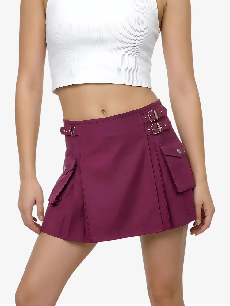 Kilt Utility Rose en Coton Sur Mesure pour Femme