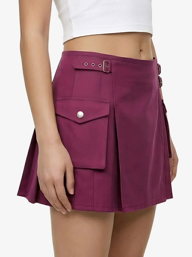 Kilt Utility Rose en Coton Sur Mesure pour Femme
