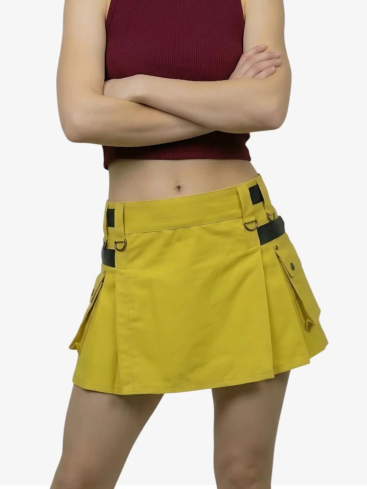 Kilt Utility Jaune Sur Mesure pour Femme