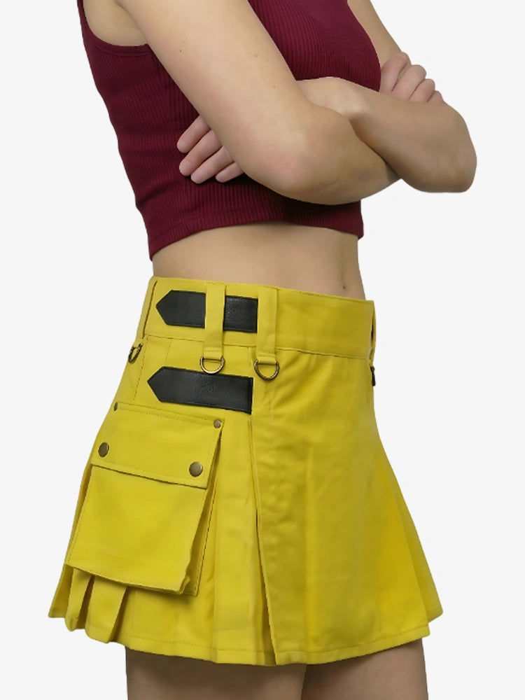 Kilt Utility Jaune Sur Mesure pour Femme