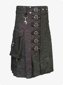Kilt en denim marron foncé sur mesure