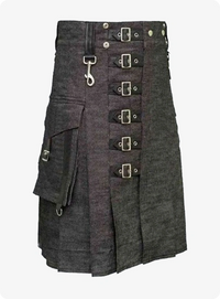 Kilt en denim marron foncé sur mesure