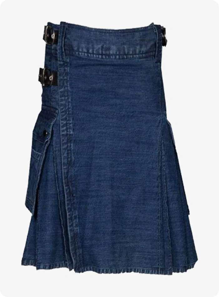 Kilt denim bleu foncé sur mesure