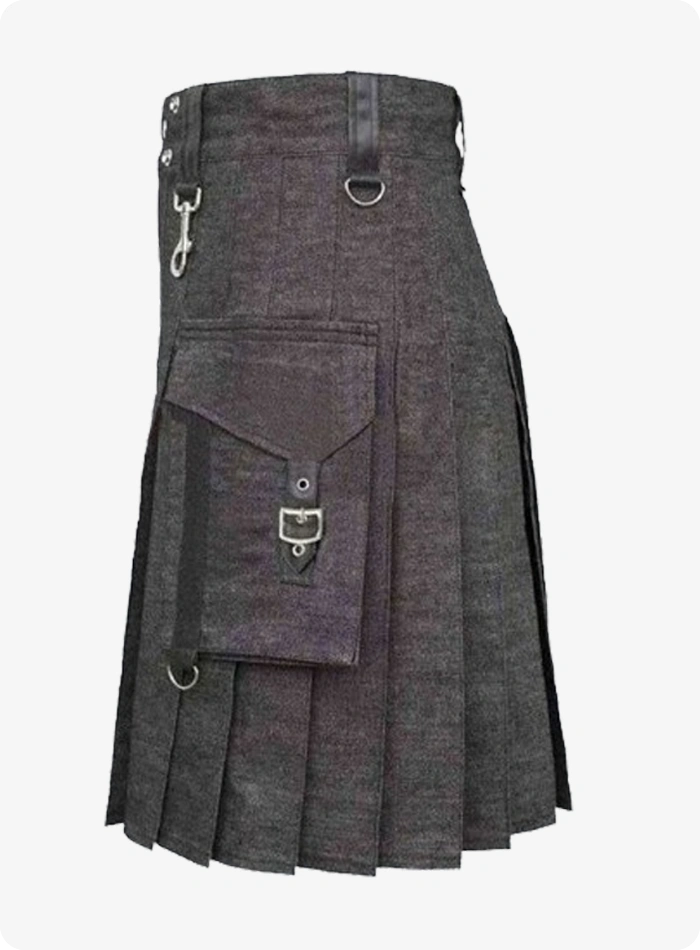 Kilt en denim marron foncé sur mesure