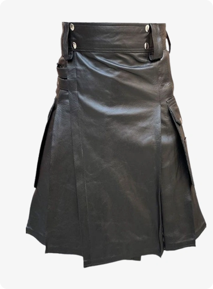 Kilt en cuir noir véritable sur mesure