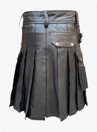 Genuine Black Leather Kilt