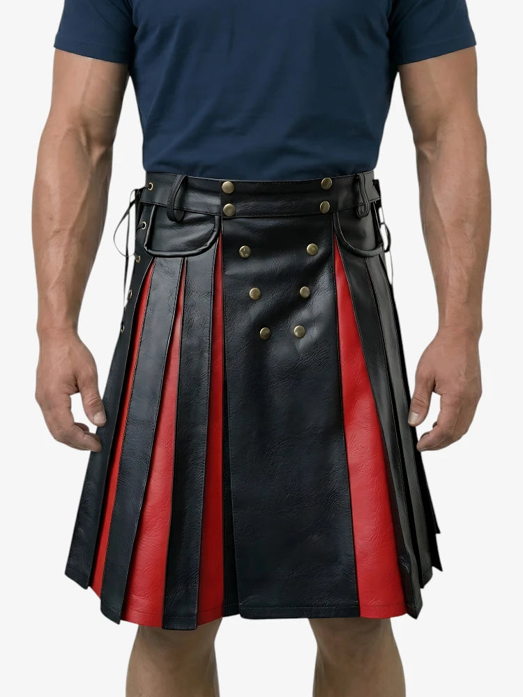 Kilt en Cuir Gladiateur avec Panneaux Frontaux Sur Mesure