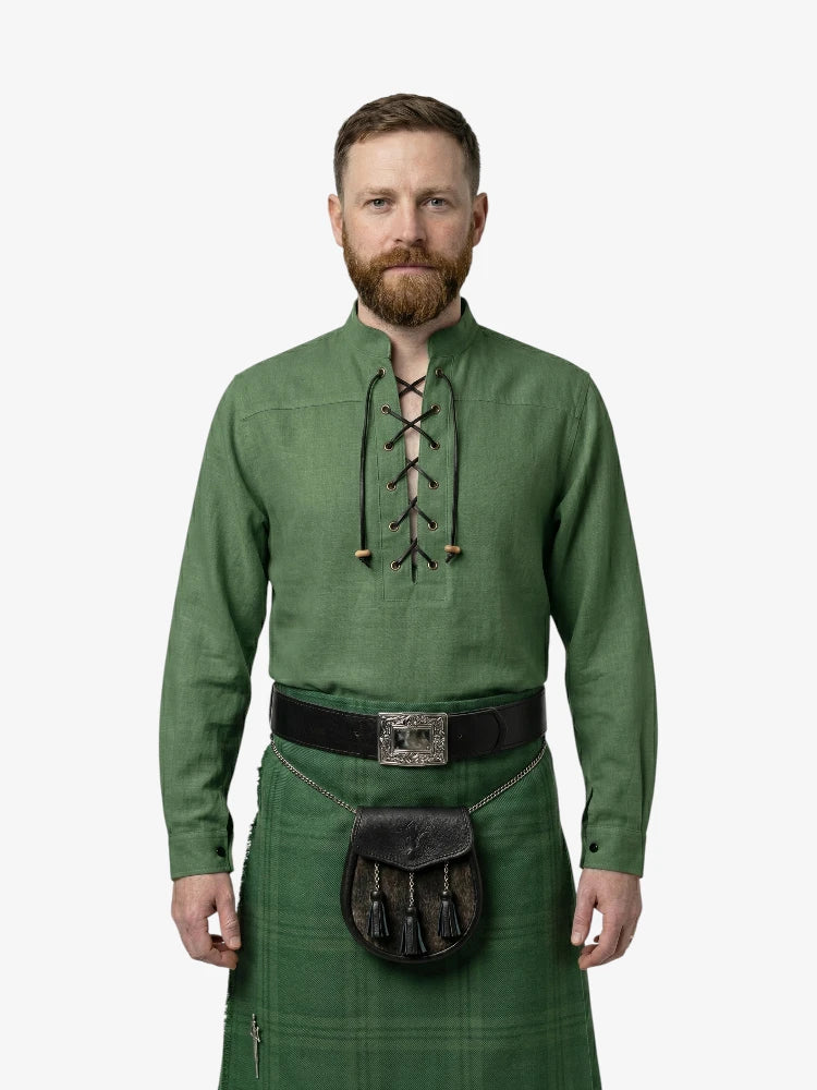 Chemise Jacobite Ghillie verte sur mesure