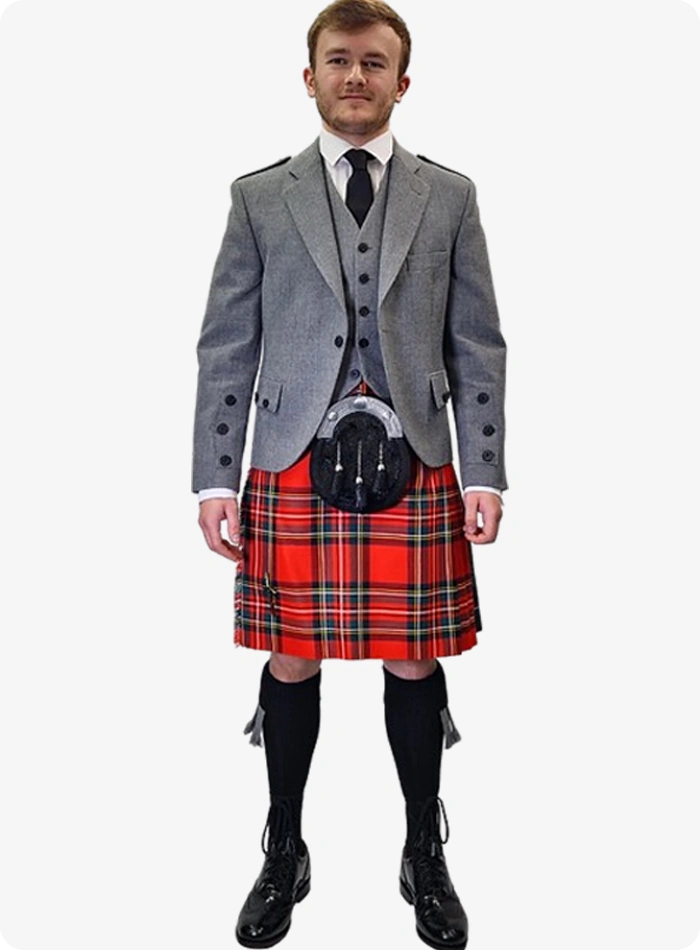 Tenue kilt Argyle grise sur mesure
