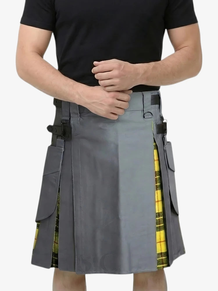 Jupe Écossaise Hybride Grise avec Plis Tartan MacLeod