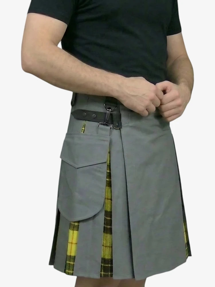 Jupe Écossaise Hybride Grise avec Plis Tartan MacLeod