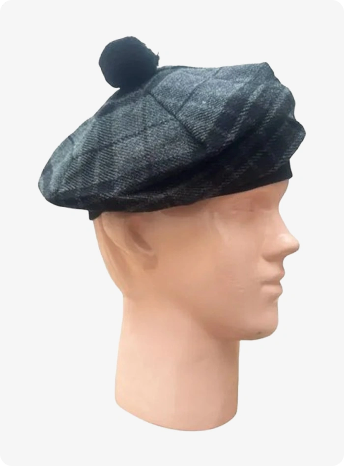 Chapeau Tam O’Shanter Grey Night Tartan sur mesure