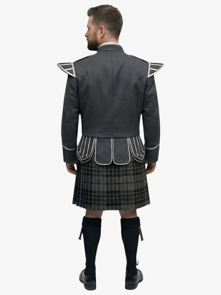 Tenue de Kilt Doublet Tartan Grey Watch avec Veste Gris Foncé